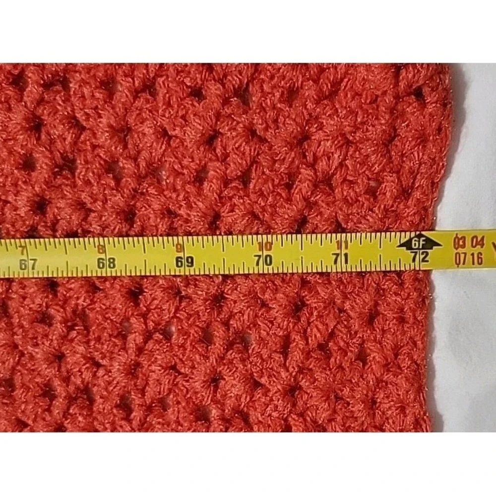 Large Handmade Crocheted Afghan, Orange Yellow Brown Green Stripes, 56‎ X 72